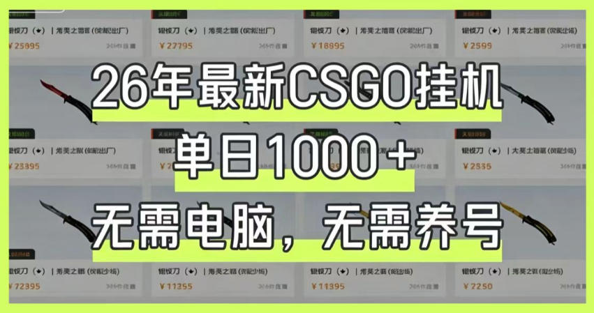 26年最新CSGO挂G系统，单日1000+，无需电脑，无需养号，0基础可上手【揭秘】-网创之家