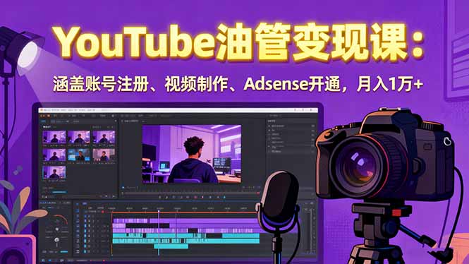 2025YouTube油管变现课:涵盖账号注册、视频制作、Adsense开通,月入1万+-网创之家