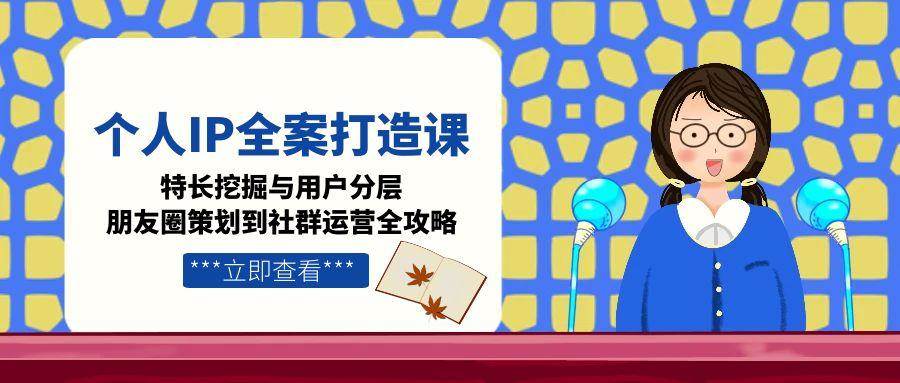 个人IP全案打造课，特长挖掘与用户分层，朋友圈策划到社群运营全攻略-网创之家
