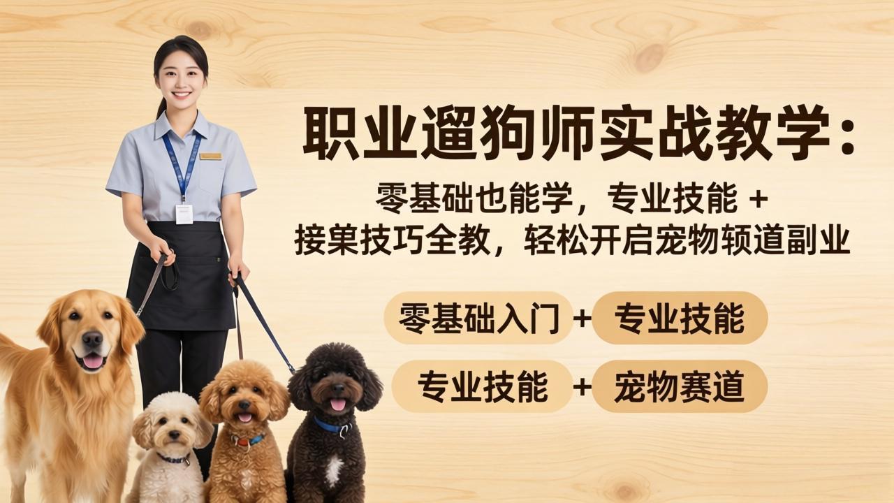 职业遛狗师实战教学：零基础也能学，专业技能 + 接单技巧全教，轻松开启宠物赛道副业-网创之家