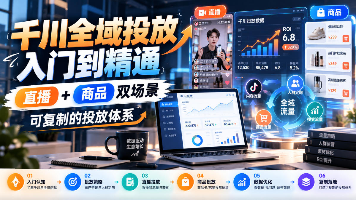 千川全域投放入门到精通，直播+商品双场景，可复制的投放体系(更新1026)-网创之家