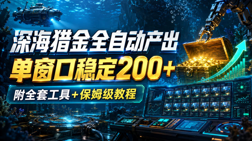 深海猎金全自动产出，单窗口稳定200+，附全套工具+保姆级教程【揭秘】-网创之家