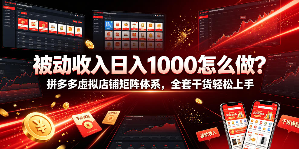被动收入日入1000怎么做？拼多多虚拟店铺矩阵体系，全套干货轻松上手【揭秘】-网创之家