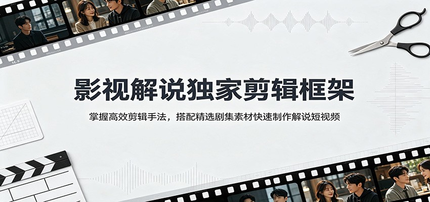 影视解说独家剪辑框架:掌握高效剪辑手法,搭配精选剧集素材快速制作解说短视频-网创之家