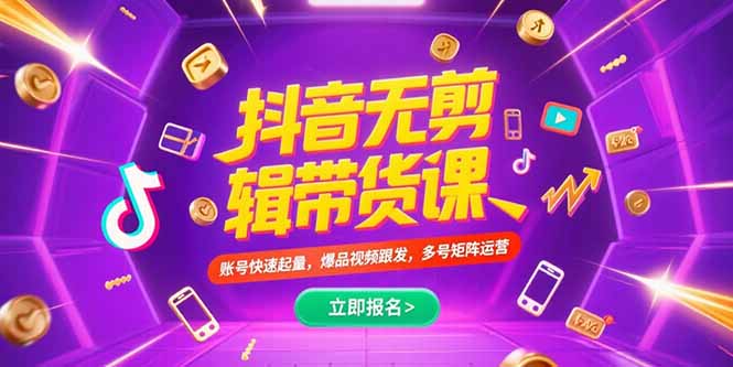 抖音不剪辑带货课,账号快速起量,爆品视频跟发,多号矩阵运营-网创之家