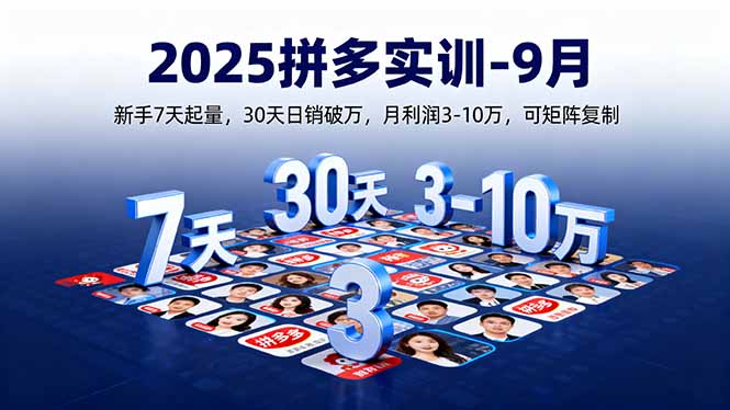 2025拼多多实训-9月:新手7天起量,30天日销破万,月利润3-10万,可矩阵复制-网创之家