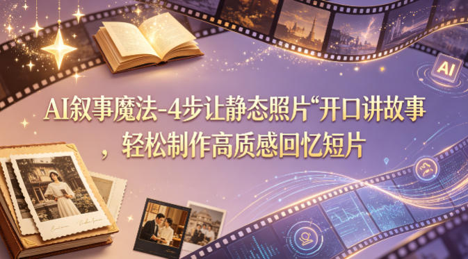 AI叙事魔法-4步让静态照片“开口讲故事”，轻松制作高质感回忆短片-网创之家