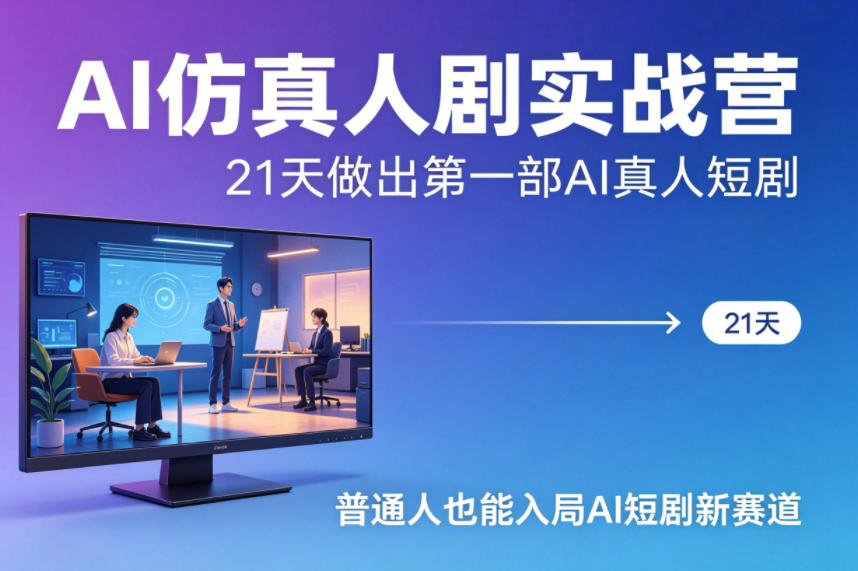 AI仿真人剧实战营，21天做出第一部AI真人短剧，普通人也能入局AI短剧新赛道-网创之家