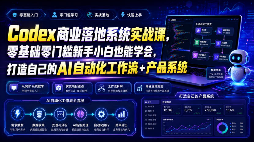 Codex商业落地系统实战课，零基础零门槛新手小白也能学会，打造自己的AI自动化工作流+产品系统(更新)-网创之家