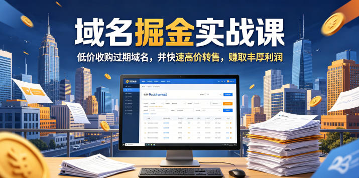 域名交易掘金实战课，低价收购过期域名，并快速高价转售，賺取丰厚利润【原创双语字幕】-网创之家