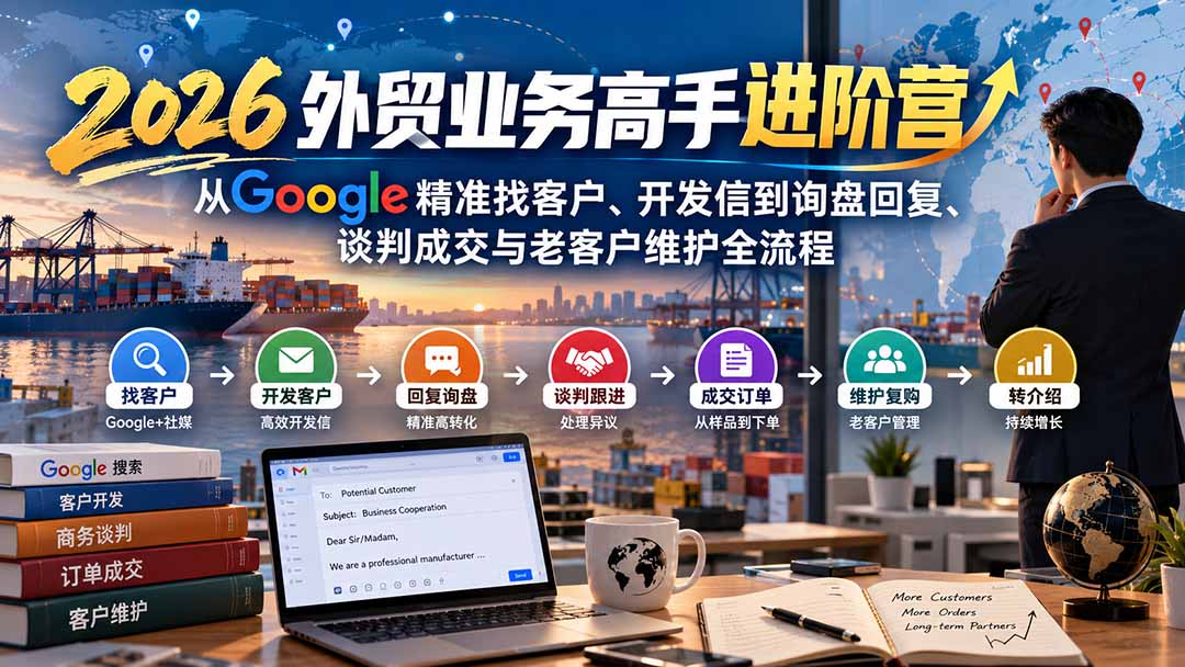 2026外贸业务高手进阶营：从Google精准找客户、开发信到询盘回复、谈判成交与老客户维护全流程-网创之家