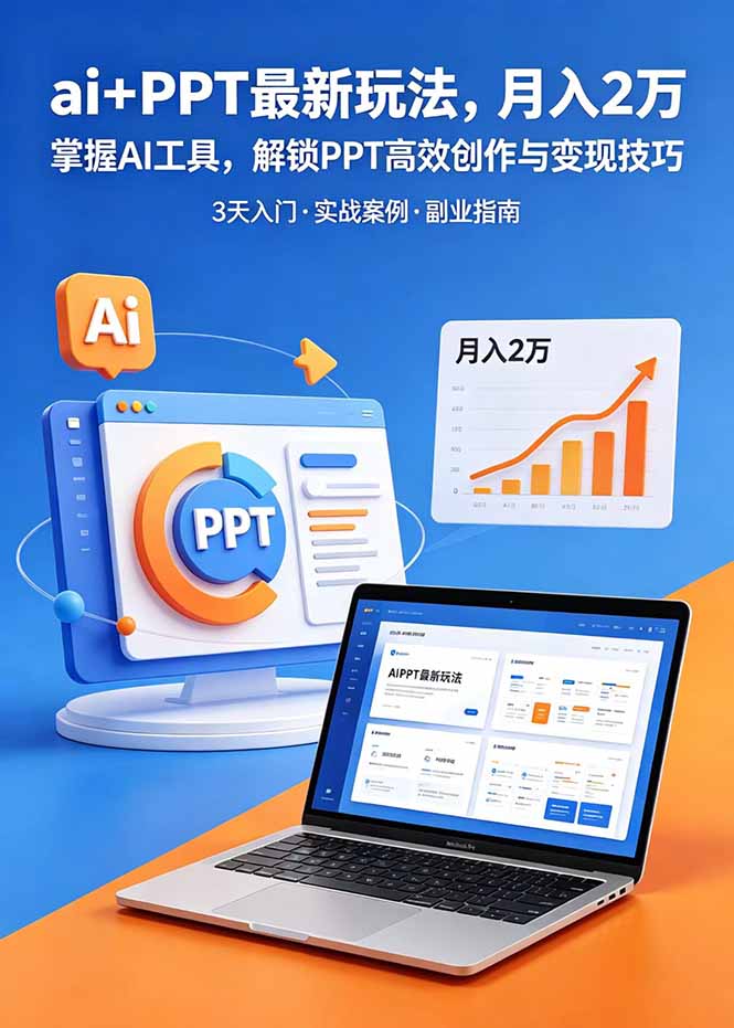 ai+PPT最新玩法，月入2万掌握AI工具，解锁PPT高效创作与变现技巧3天入门，实战案例·副业指南-网创之家