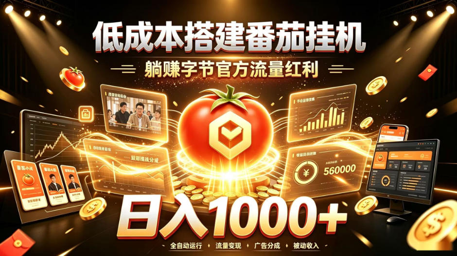低成本搭建番茄挂G，躺賺字节官方流量红利，日入1k+，全程傻瓜式落地【揭秘】-网创之家