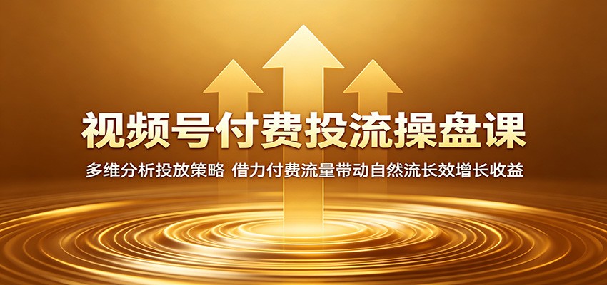 视频号付费投流操盘课：多维分析投放策略，借力付费流量带动自然流长效增长收益-网创之家