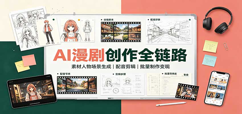 AI漫剧创作全链路：素材人物场景生成，配音剪辑，批量制作变现-网创之家