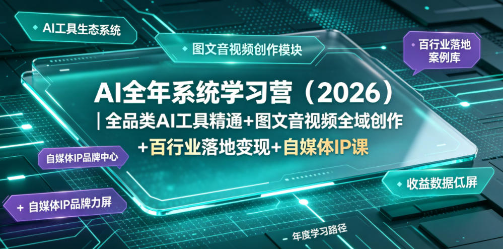 AI全年系统学习营(2026)｜全品类AI工具精通+图文音视频全域创作+百行业落地变现+自媒体IP打造年度进阶大课-网创之家