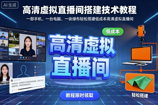 高清虚拟直播间搭建技术教程,一部手机、一台电脑、一块绿布轻松搭建低成本高清虚拟直播间-网创之家