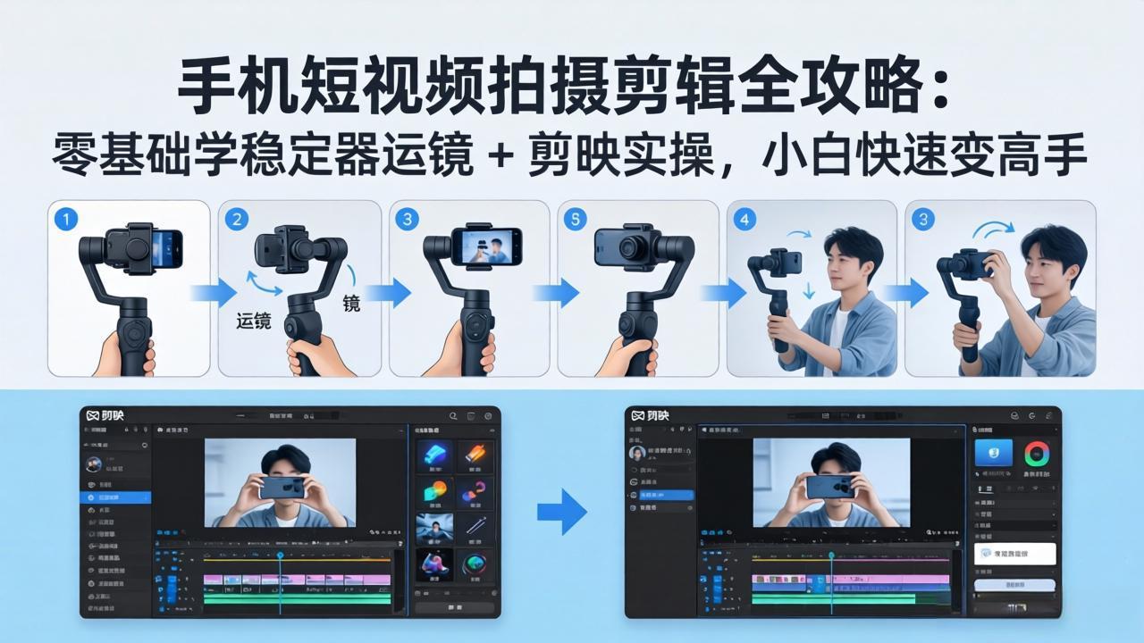 手机短视频拍摄剪辑全攻略：零基础学稳定器运镜 + 剪映实操，小白快速变高手-网创之家