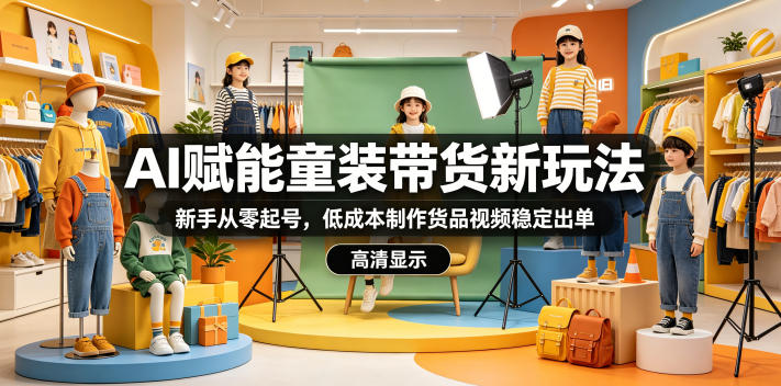 AI赋能童装带货新玩法，新手从零起号，低成本制作货品视频稳定出单-网创之家
