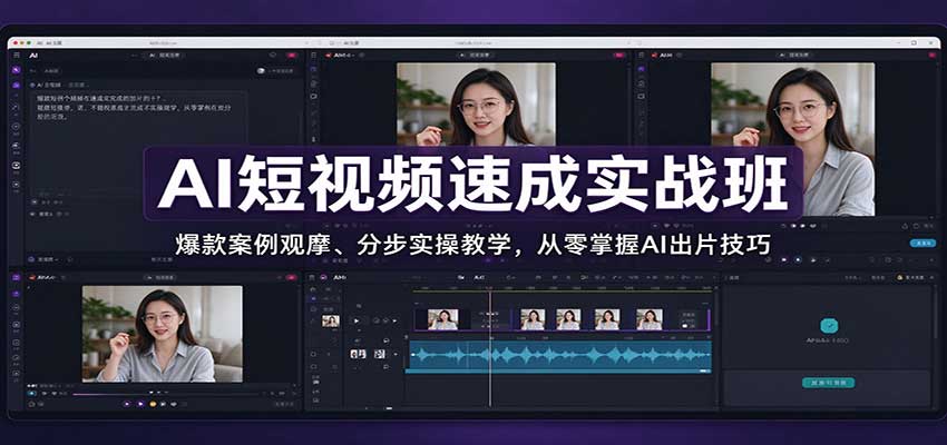 AI短视频速成实战班：爆款案例观摩、分步实操教学，从零掌握AI出片技巧-网创之家