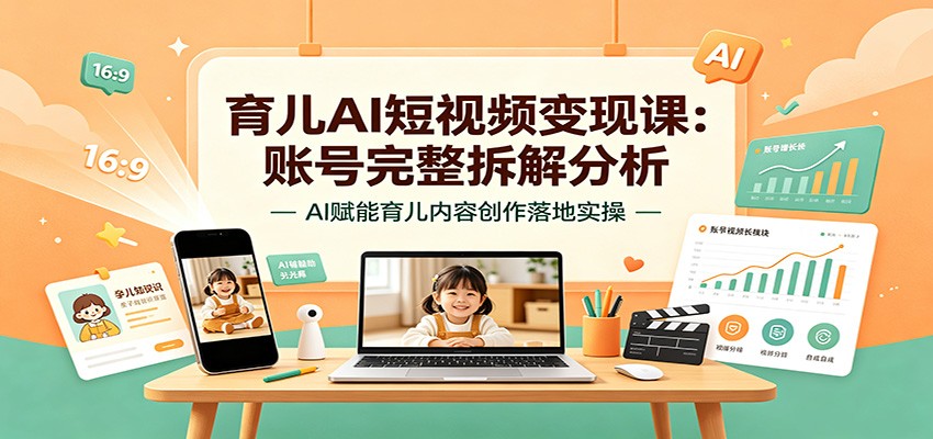 育儿AI短视频变现课：账号完整拆解分析，AI赋能育儿内容创作落地实操-网创之家