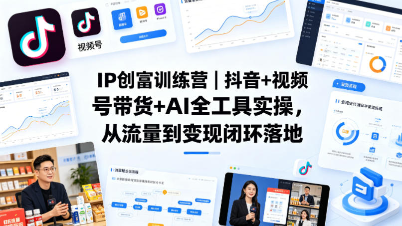 IP创富训练营｜抖音+视频号带货+AI全工具实操，从流量到变现闭环落地-网创之家