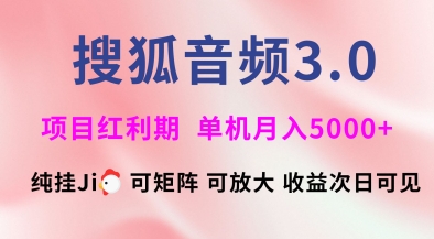 搜狐音频挂ji3.0.可矩阵可放大，独家技术，稳定月入5000+【揭秘】-网创之家