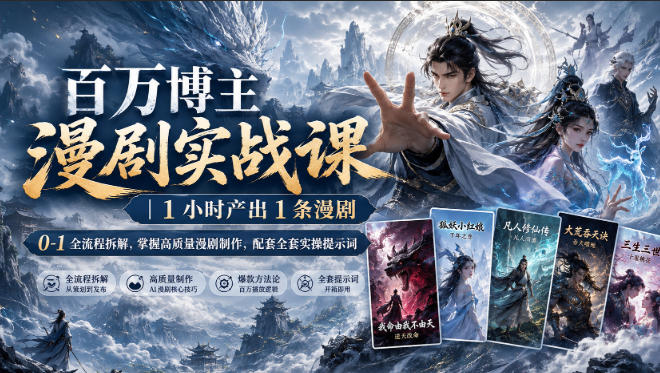 百万博主漫剧实战课｜1小时产出1条漫剧，0‑1全流程拆解，掌握高质量漫剧制作，配套全套实操提示词-网创之家