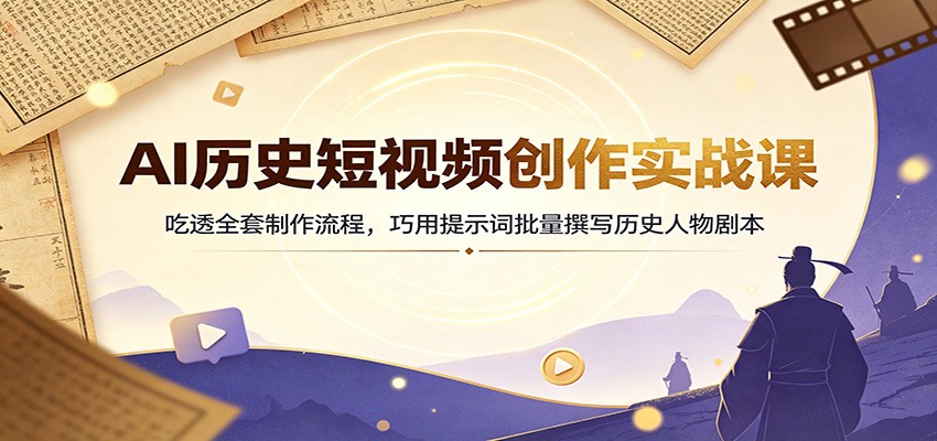 AI历史短视频创作实战课：吃透全套制作流程，巧用提示词批量撰写历史人物剧本-网创之家