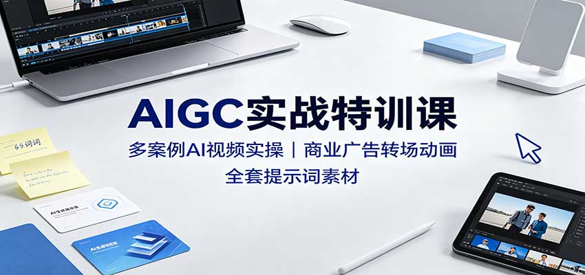 AIGC实战特训课：多案例AI视频实操，商业广告转场动画，全套提示词素材-网创之家
