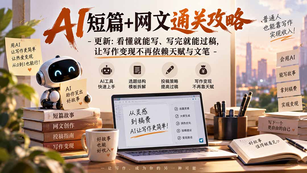 AI短篇+网文通关攻略-更新0921：看懂就能写、写完就能过稿，让写作变现不再依赖天赋与文笔-网创之家