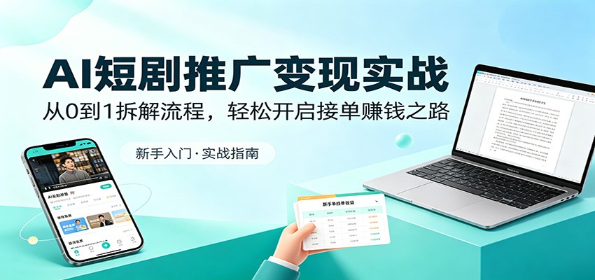 AI短剧推广变现实战：从0到1拆解流程，轻松开启接单赚钱之路-网创之家