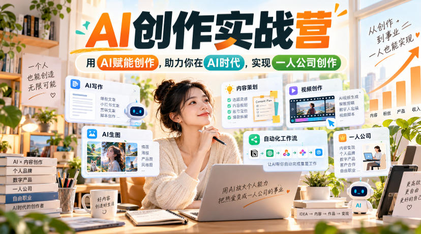AI创作实战营，用AI赋能创作，助力你在AI时代，实现一人公司创作-网创之家