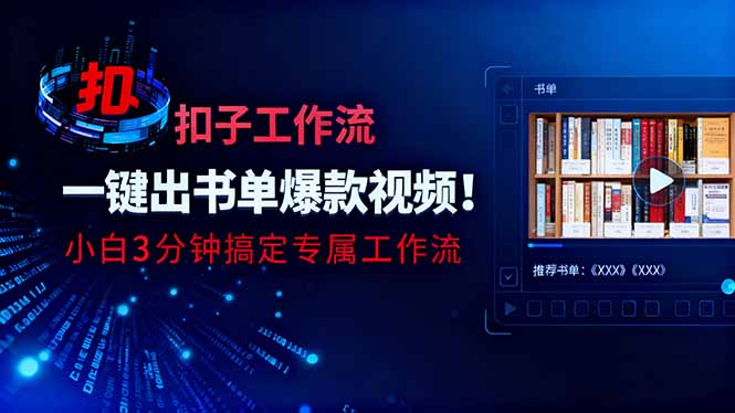 利用扣子工作流一键生成书单爆款视频,小白三分钟搞定专属工作流-网创之家