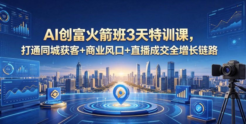 AI创富火箭班3天特训课，打通同城获客+商业风口+直播成交全增长链路，2026年4月新课-网创之家