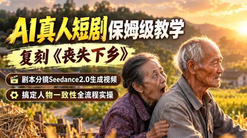 AI真人短剧保姆级教学，复刻《丧失下乡》，剧本分镜Seedance2.0生成视频，搞定人物一致性全流程实操-网创之家