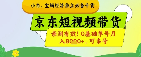 小白宝妈经济独立必备干货,京东短视频带货,亲测有效!0基础单号月入8k+,可多号【揭秘】-网创之家