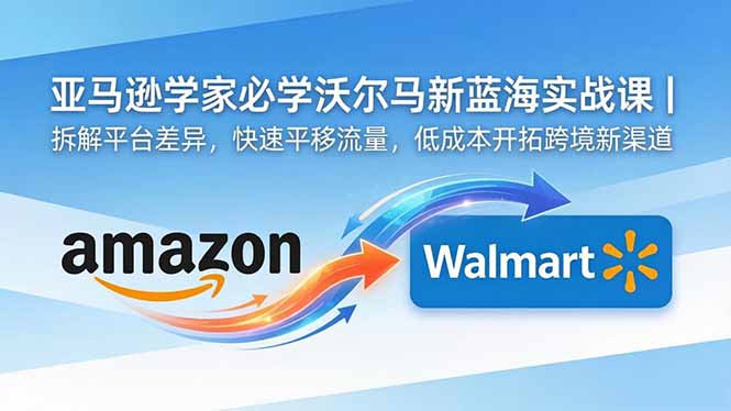 亚马逊卖家必学沃尔玛新蓝海实战课｜拆解平台差异，快速平移流量，低成本开拓跨境新渠道-网创之家