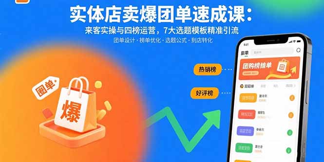 实体店卖爆团单速成课:来客实操与四榜运营,7大选题模板精准引流-网创之家