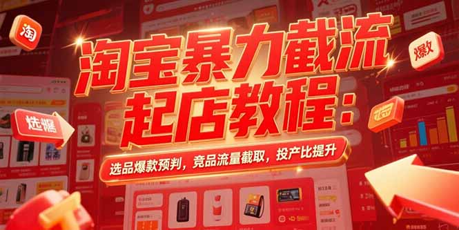 淘宝暴力截流起店教程:选品爆款预判,竞品流量截取,投产比提升-网创之家