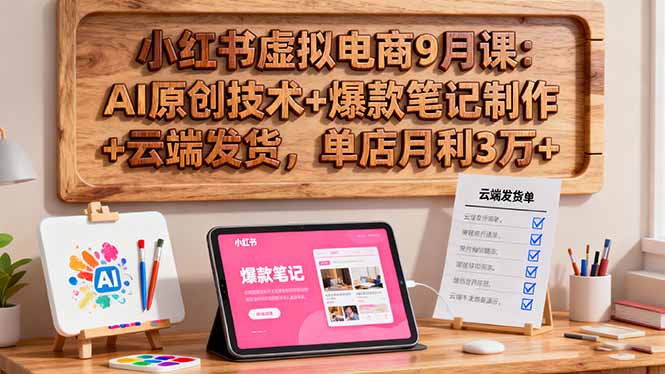 小红书虚拟电商9月课:AI原创技术+爆款笔记制作+云端发货,单店月利3万+-网创之家