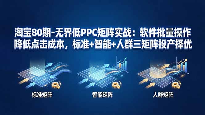 淘宝80期-无界低PPC矩阵实战：软件批量操作降低点击成本，标准+智能+人群三矩阵投产择优-网创之家