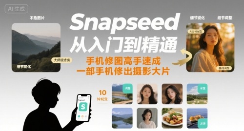 Snapseed从入门到精通，手机修图高手速成，一部手机就能修出摄影大片-网创之家