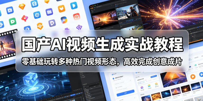 国产AI视频生成实战教程，零基础玩转多种热门视频形态，高效完成创意成片-网创之家