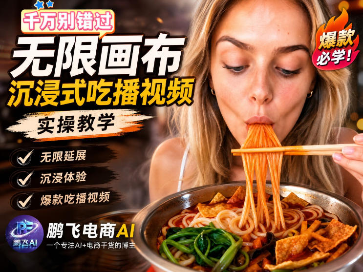 保姆级教程｜用AI无线画布做沉浸式吃播，3步直接出片，无线画布工作流，操作简单好上手-网创之家