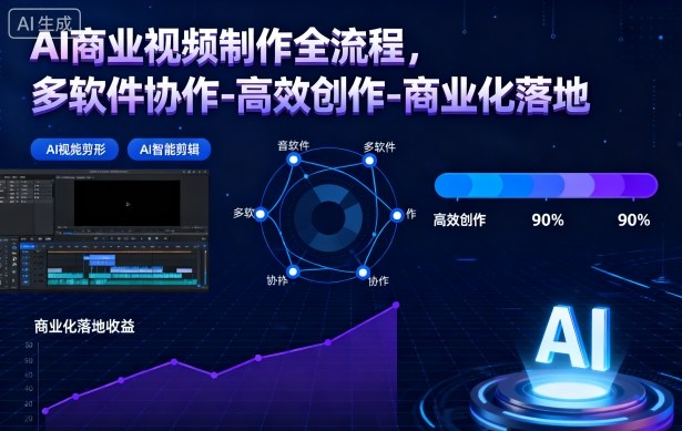 AI商业视频制作全流程，多软件协作-高效创作-商业化落地-网创之家