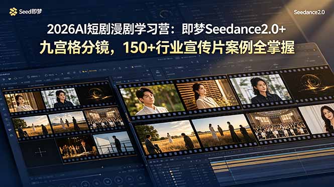 2026AI短剧漫剧学习营：即梦Seedance2.0+九宫格分镜，150+行业宣传片案例全掌握-网创之家