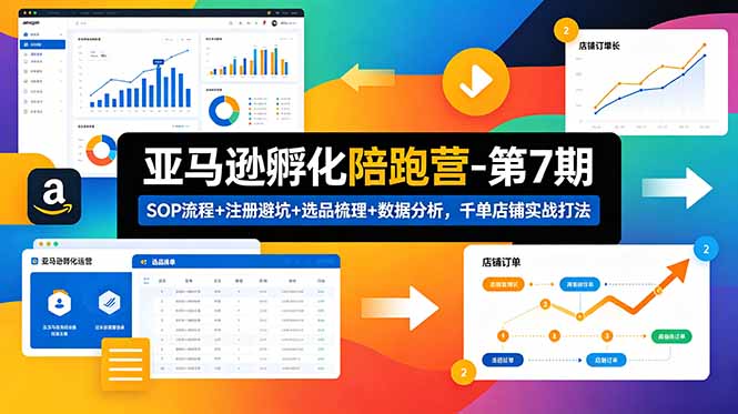 亚马逊孵化陪跑营-第7期：SOP流程+注册避坑+选品梳理+数据分析，千单店铺实战打法-网创之家