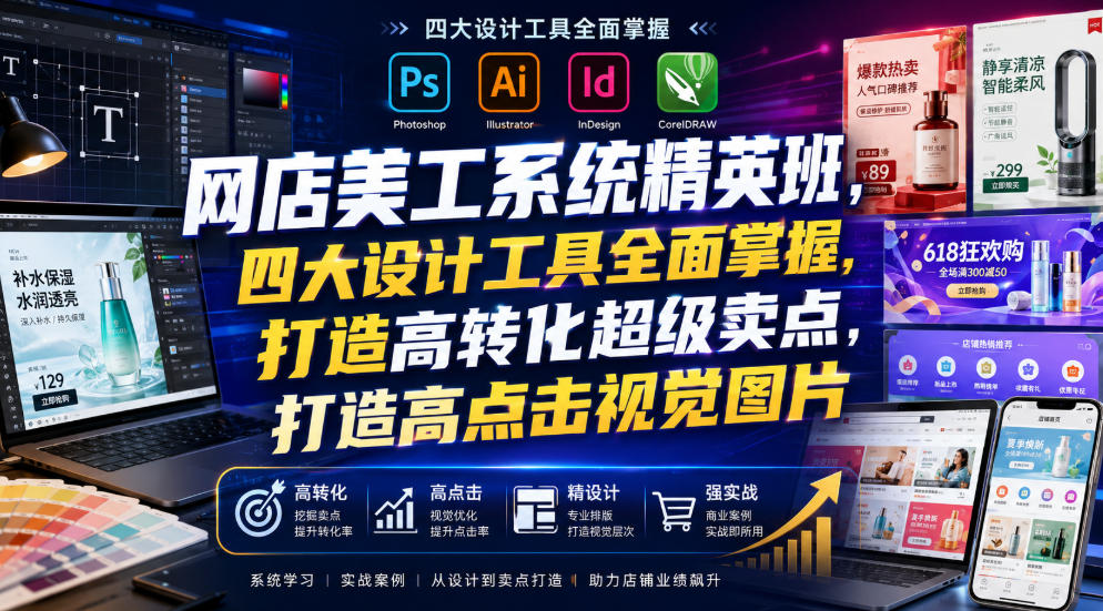 网店美工系统精英班，四大设计工具全面掌握，打造高转化超级卖点，打造高点击视觉图片(2026年7月)-网创之家