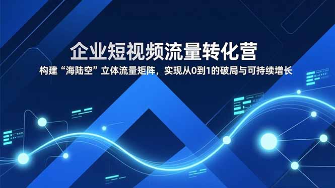 企业短视频流量转化营，构建“海陆空”立体流量矩阵，实现从0到1的破局与可持续增长-网创之家